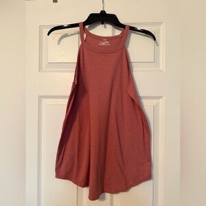 Pink Sleeveless, high neck casual tank